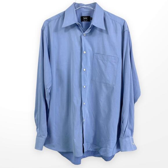 IKE BEHAR Blue Woven Long Sleeve Button Down Collared Dress Shirt - Picture 1 of 7